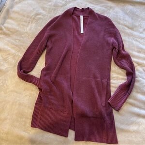 Lululemon Cashmere Blend Burgundy Open-Front Cardigan XS/S
